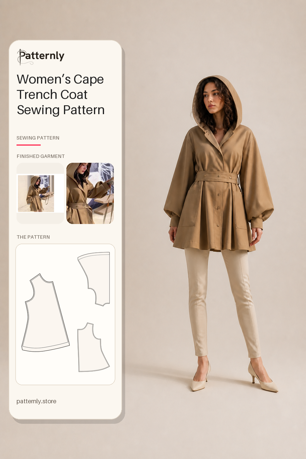 Women’s Cape Trench Coat Sewing Pattern 9038 cover