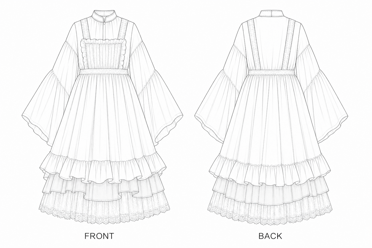 pattern-9044 front and back technical drawing