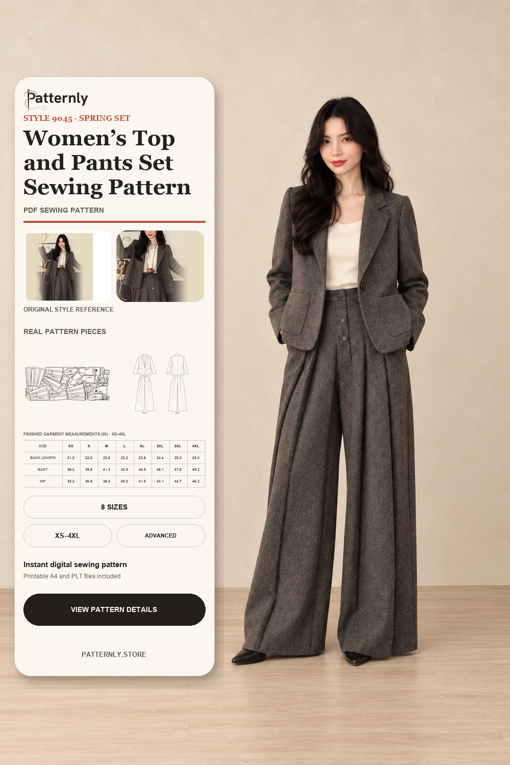 Women’s Top and Pants Set Sewing Pattern 9045 cover