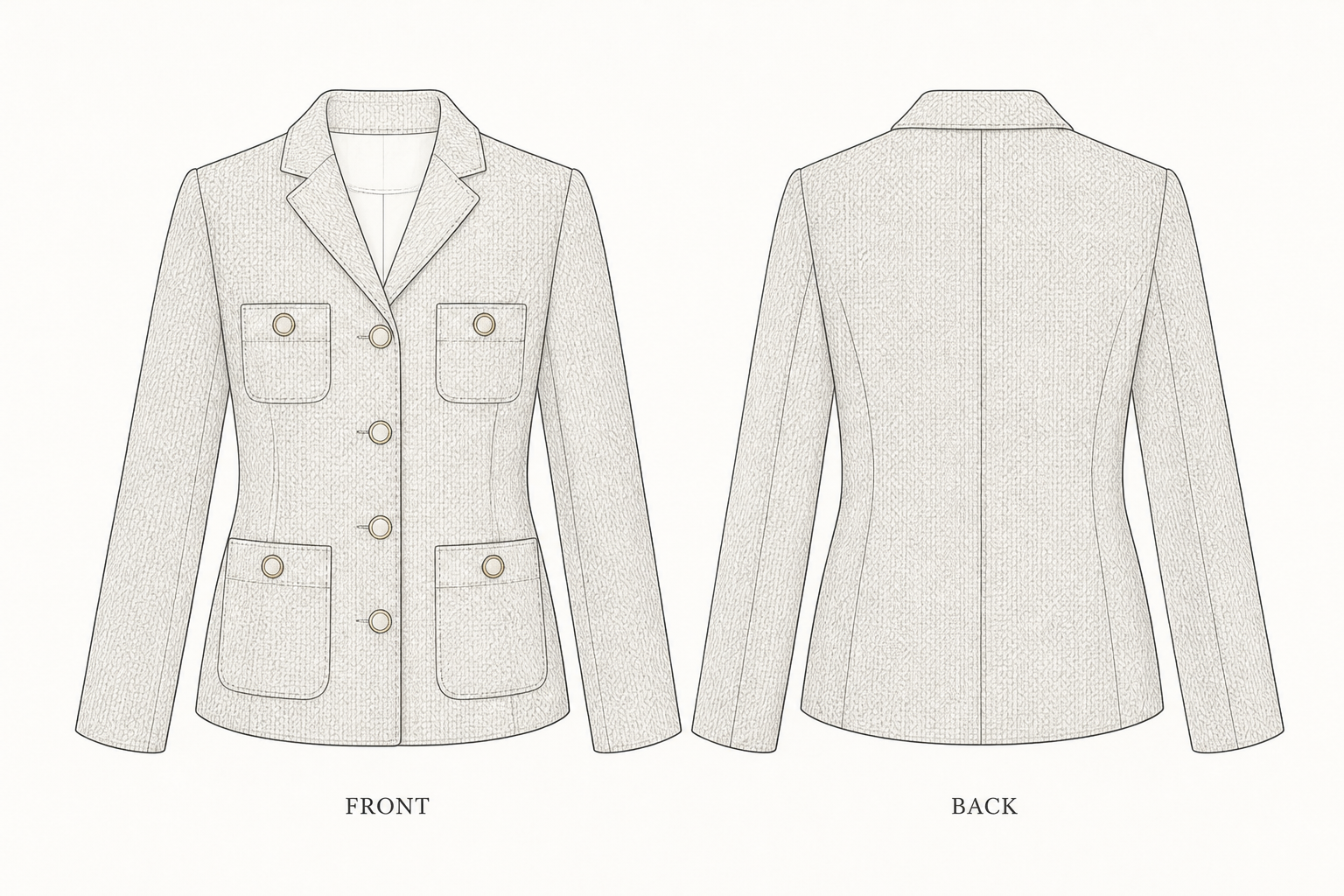 pattern-905 front and back technical drawing