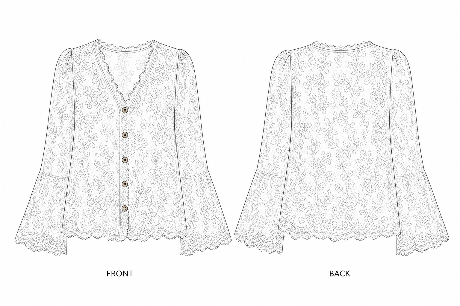 pattern-9054 front and back technical drawing