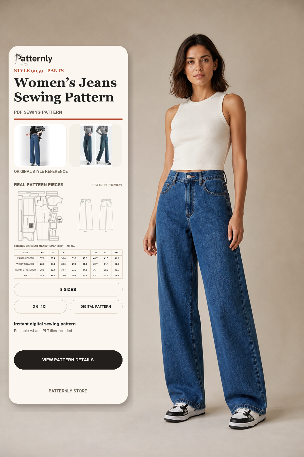 Women’s Jeans Sewing Pattern 9059 cover