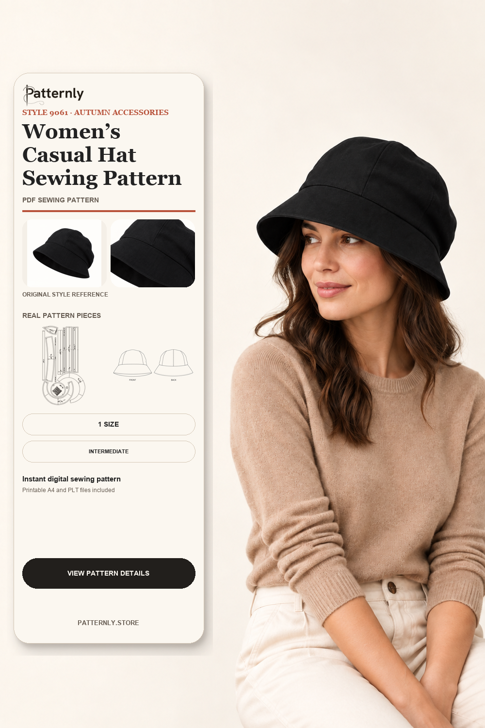 Women’s Casual Hat Sewing Pattern 9061 cover