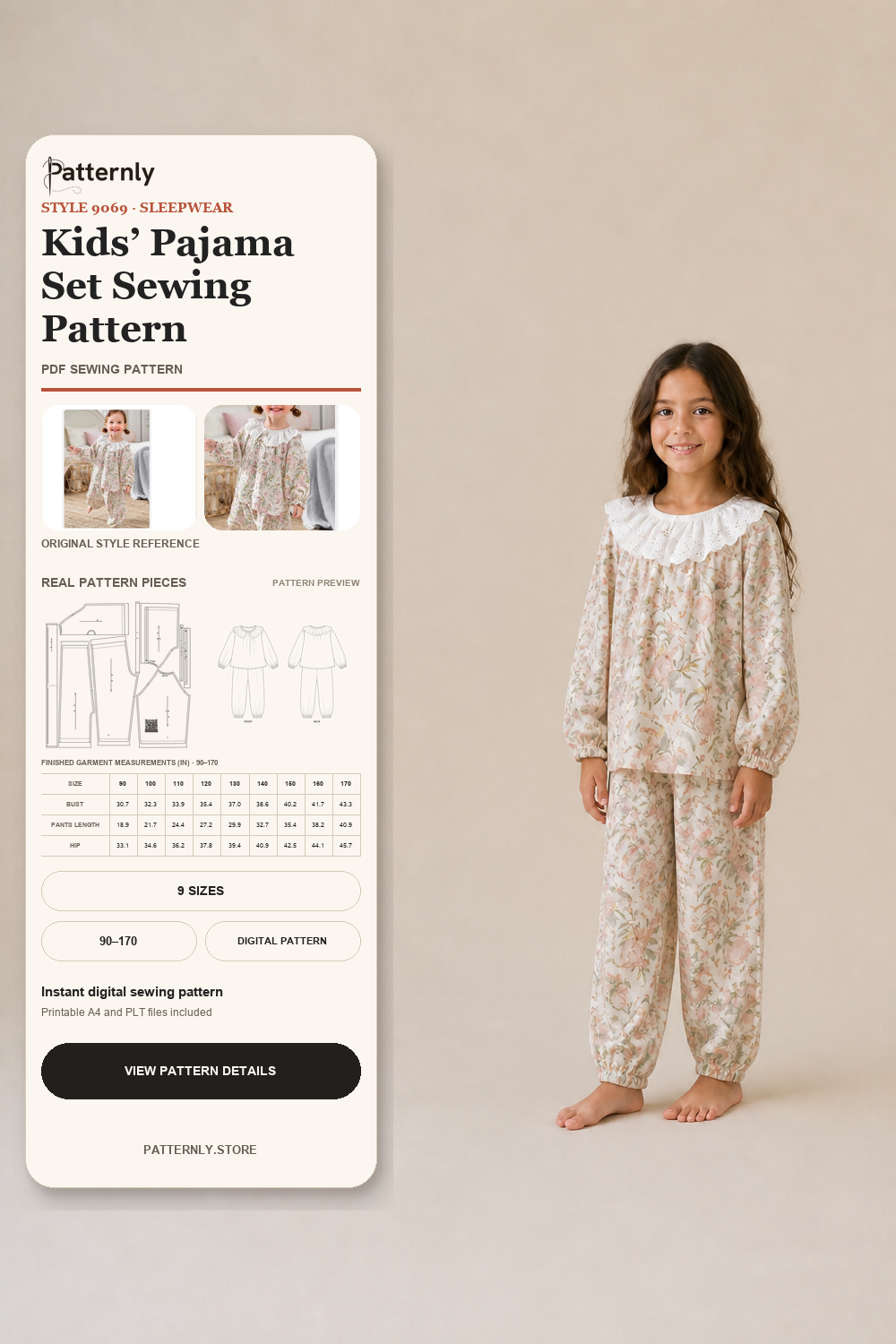 Kids’ Pajama Set Sewing Pattern 9069 cover