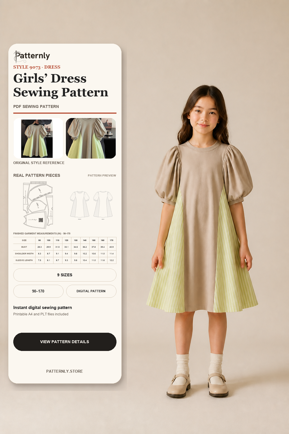 Girls’ Dress Sewing Pattern finished garment