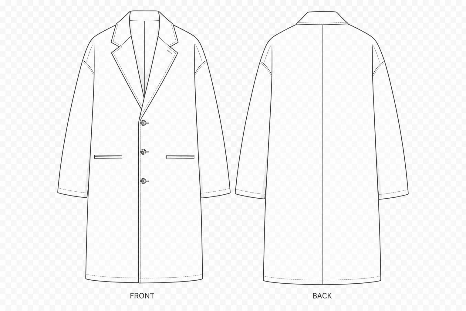 pattern-914 front and back technical drawing