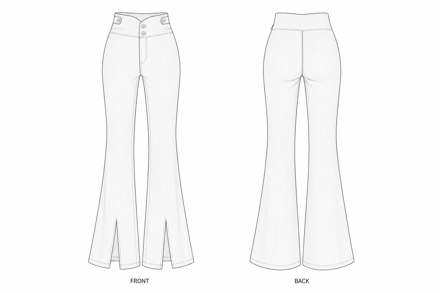 919 Pants Sewing Pattern front and back technical drawing