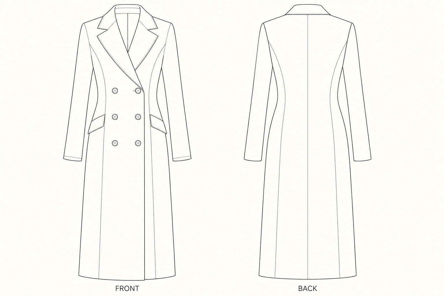 pattern-929 front and back technical drawing