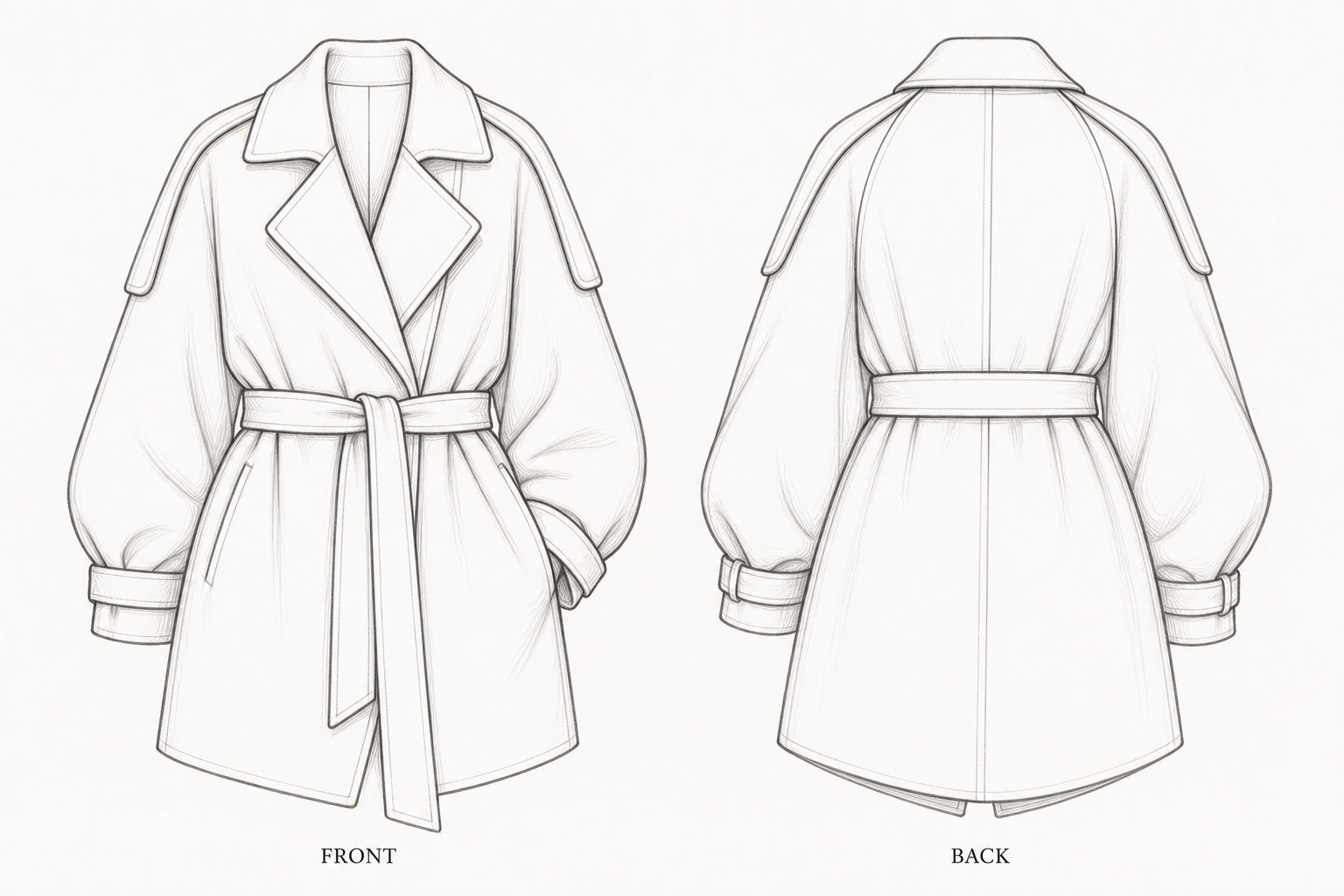 pattern-958 front and back technical drawing