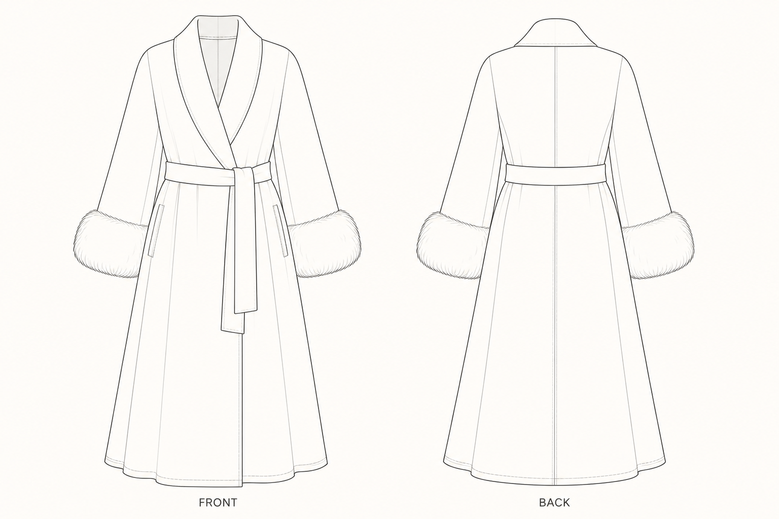 pattern-964 front and back technical drawing