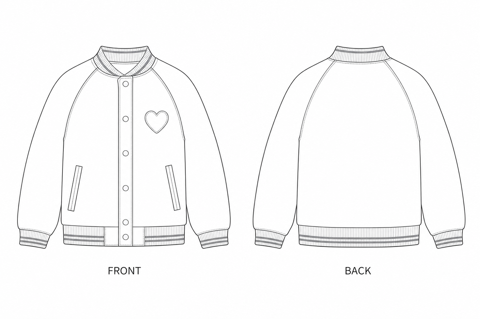 A24368 Jacket Sewing Pattern front and back technical drawing