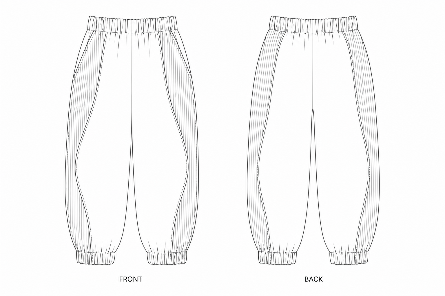pattern-budding-2309 front and back technical drawing
