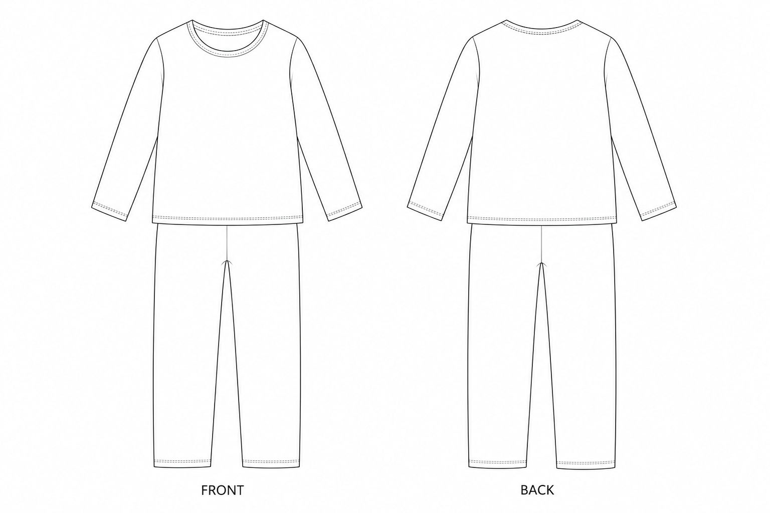 C98637 Sleepwear Sewing Pattern front and back technical drawing