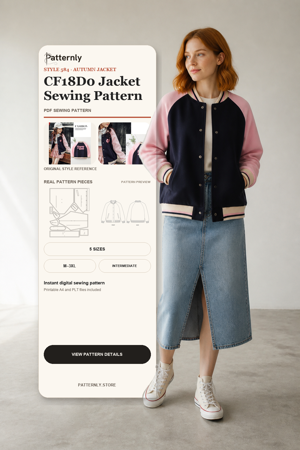 Adult Baseball Jacket Sewing Pattern cover