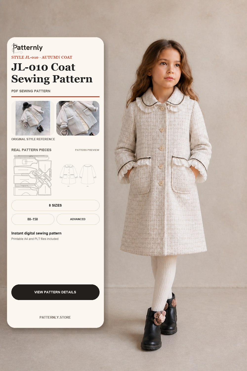 Children's Coat Sewing Pattern JL-010 cover