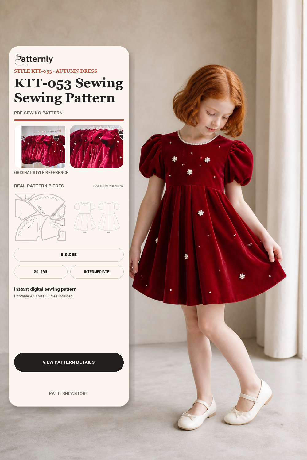 Girls' Dress Sewing Pattern KTT-053 cover