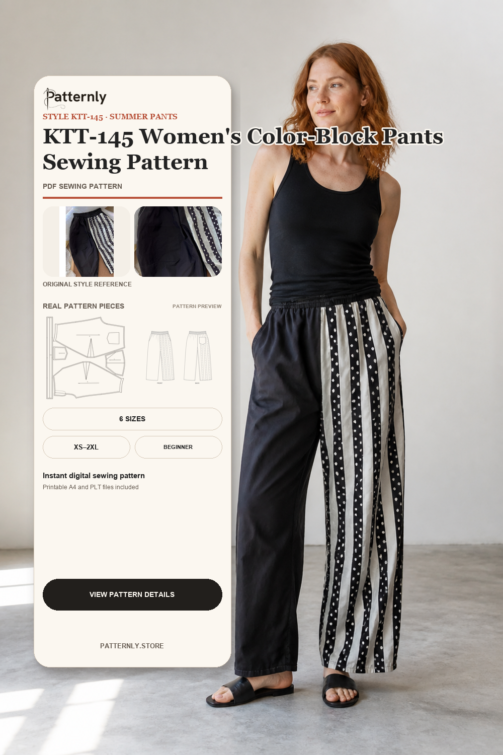 KTT-145 Women's Color-Block Pants Sewing Pattern cover