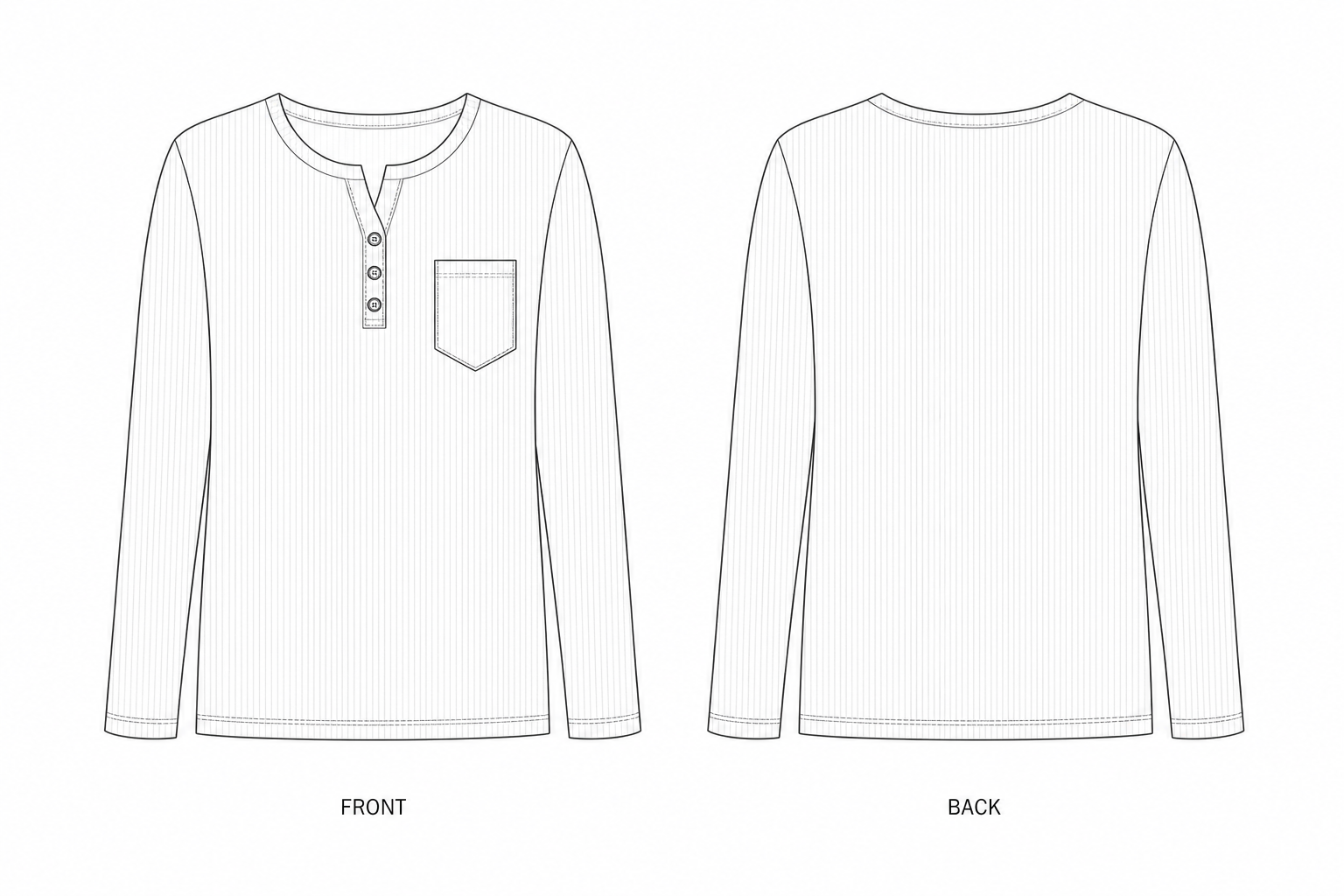 KTT-219 Top Sewing Pattern front and back technical drawing