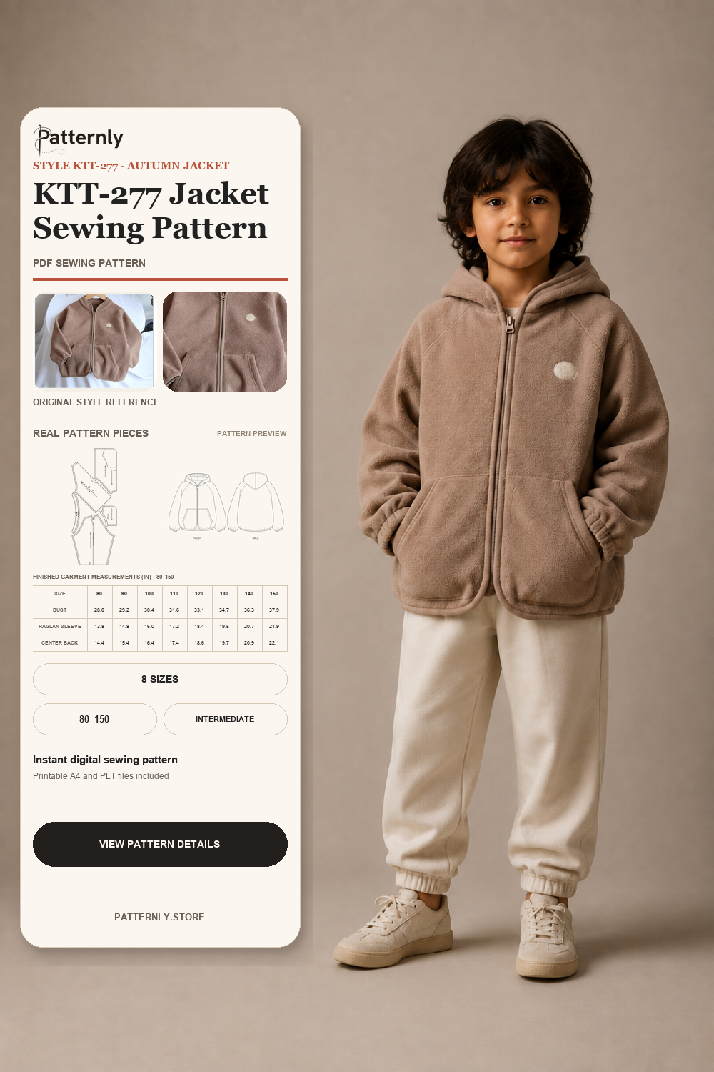 Fleece Zip Hoodie Sewing Pattern KTT-277 cover