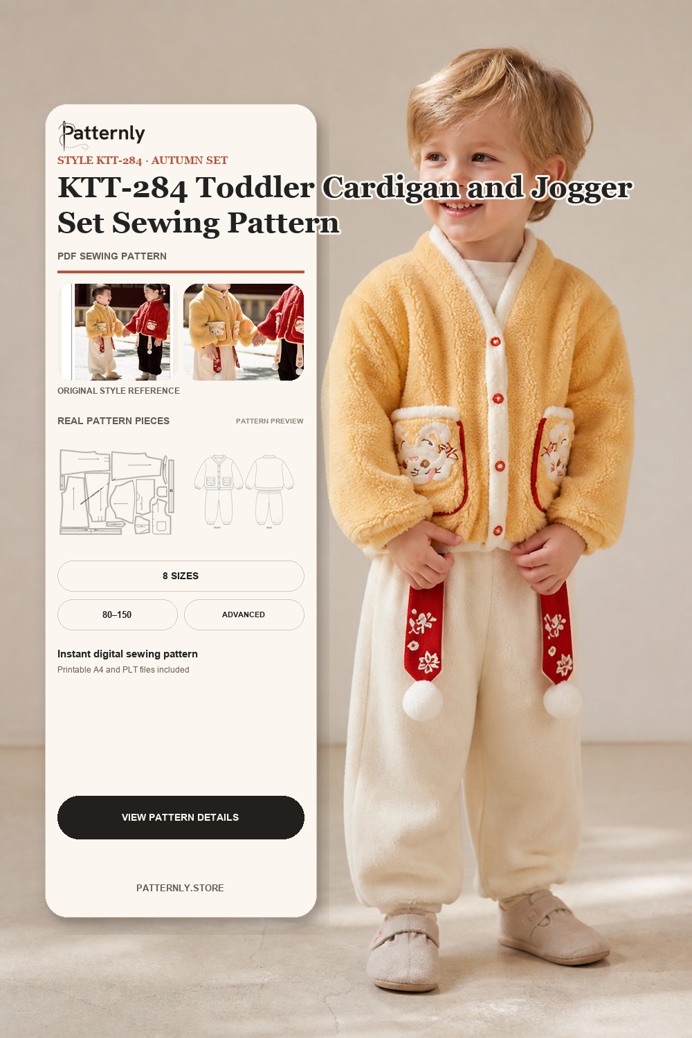 KTT-284 Toddler Cardigan and Jogger Set Sewing Pattern cover