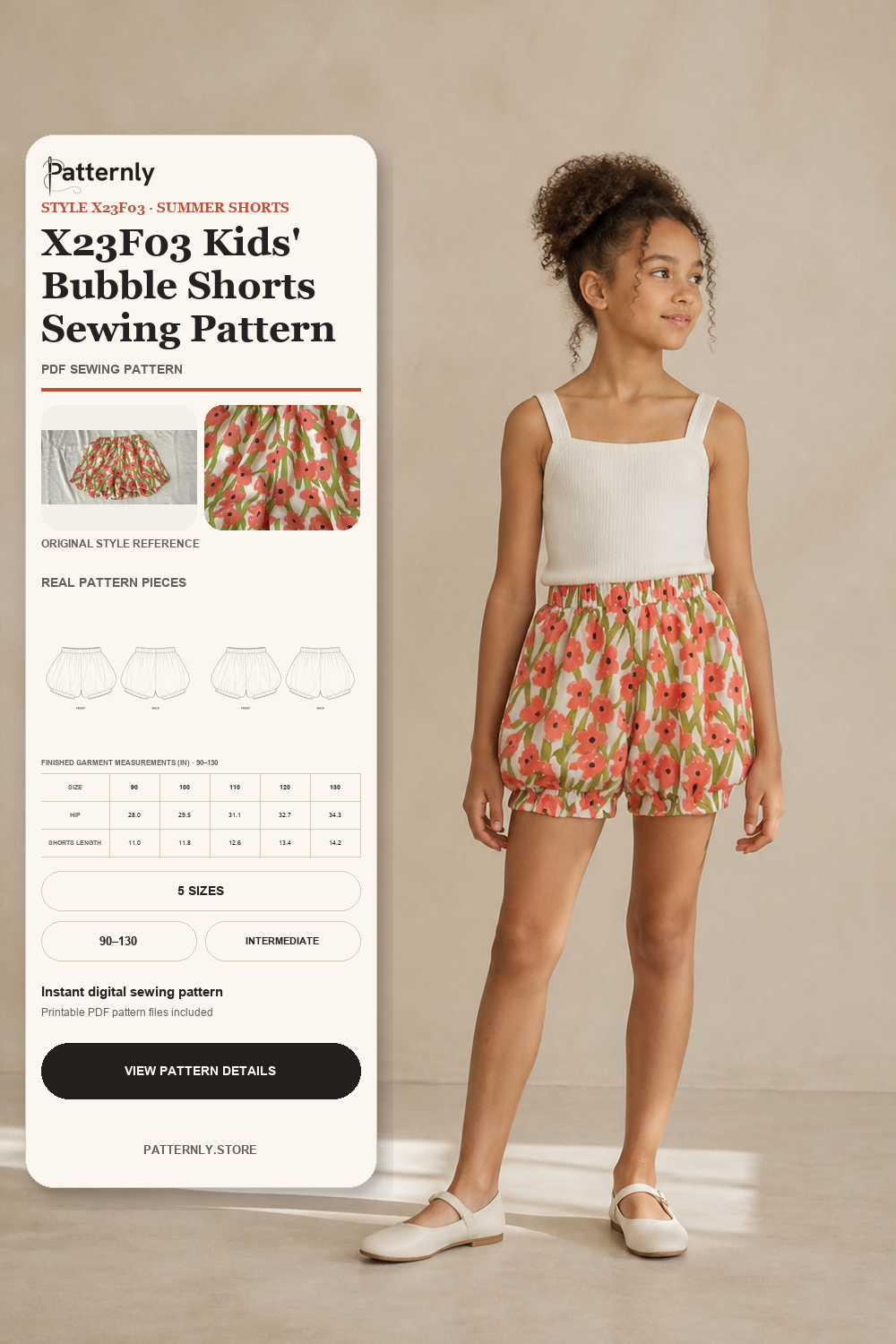 X23F03 Kids' Bubble Shorts Sewing Pattern XANGER-2023 cover