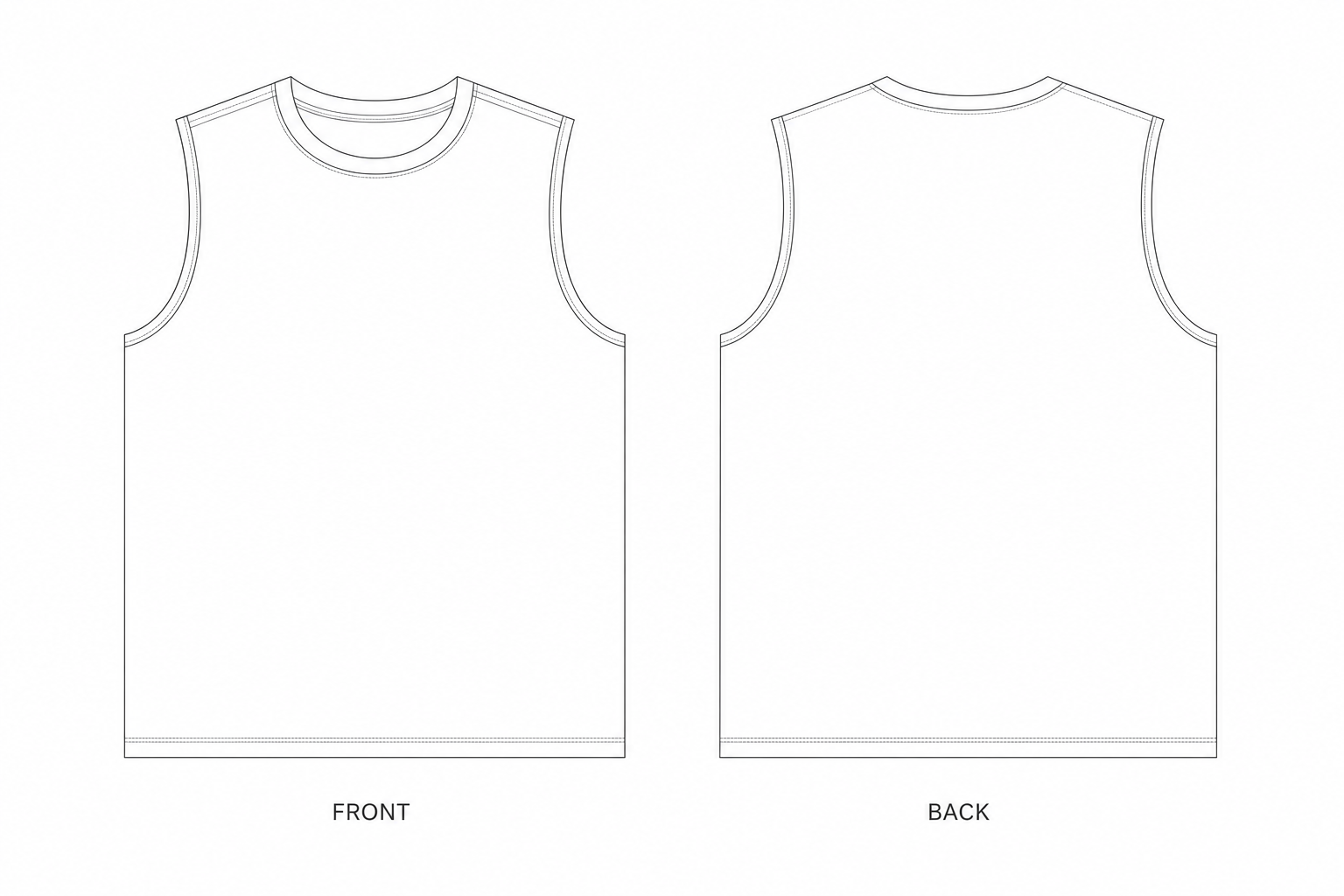 pattern-xq-069-mens-tank-top front and back technical drawing