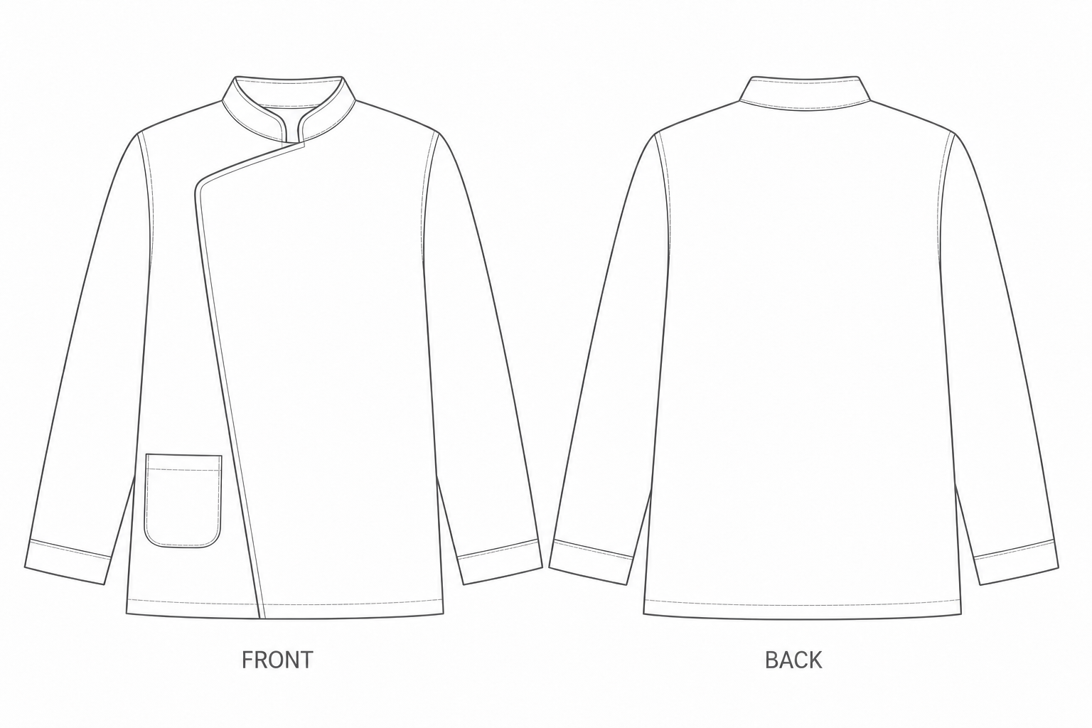 Y-092 Sewing Pattern | Boys Chinese Inspired Panel Top front and back technical drawing