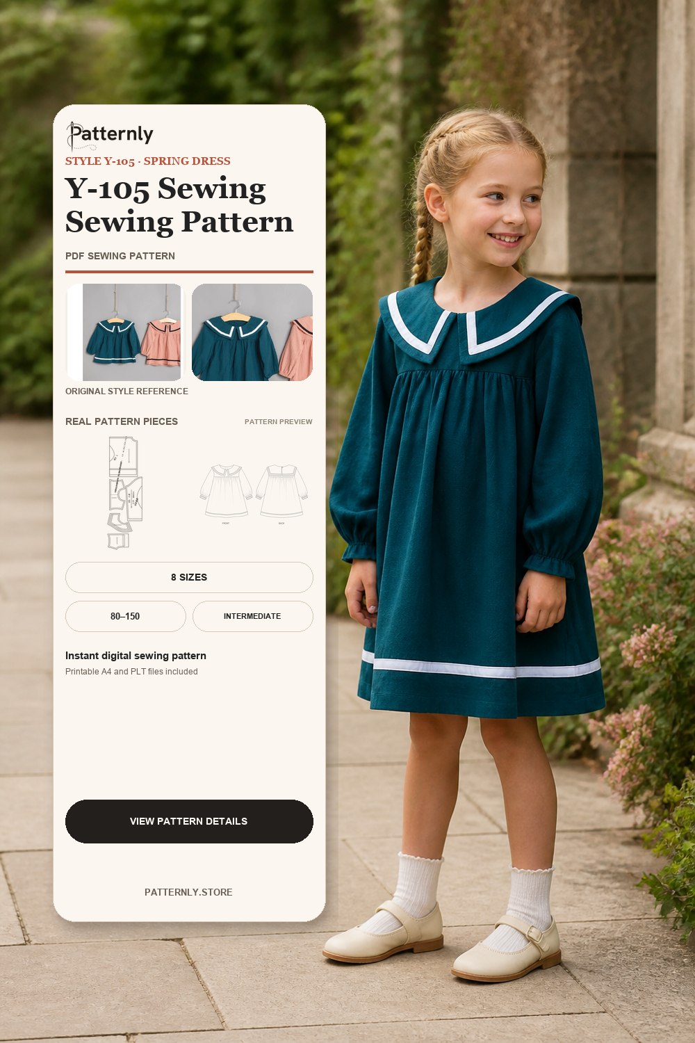 Girls' Dress Sewing Pattern Y-105 cover