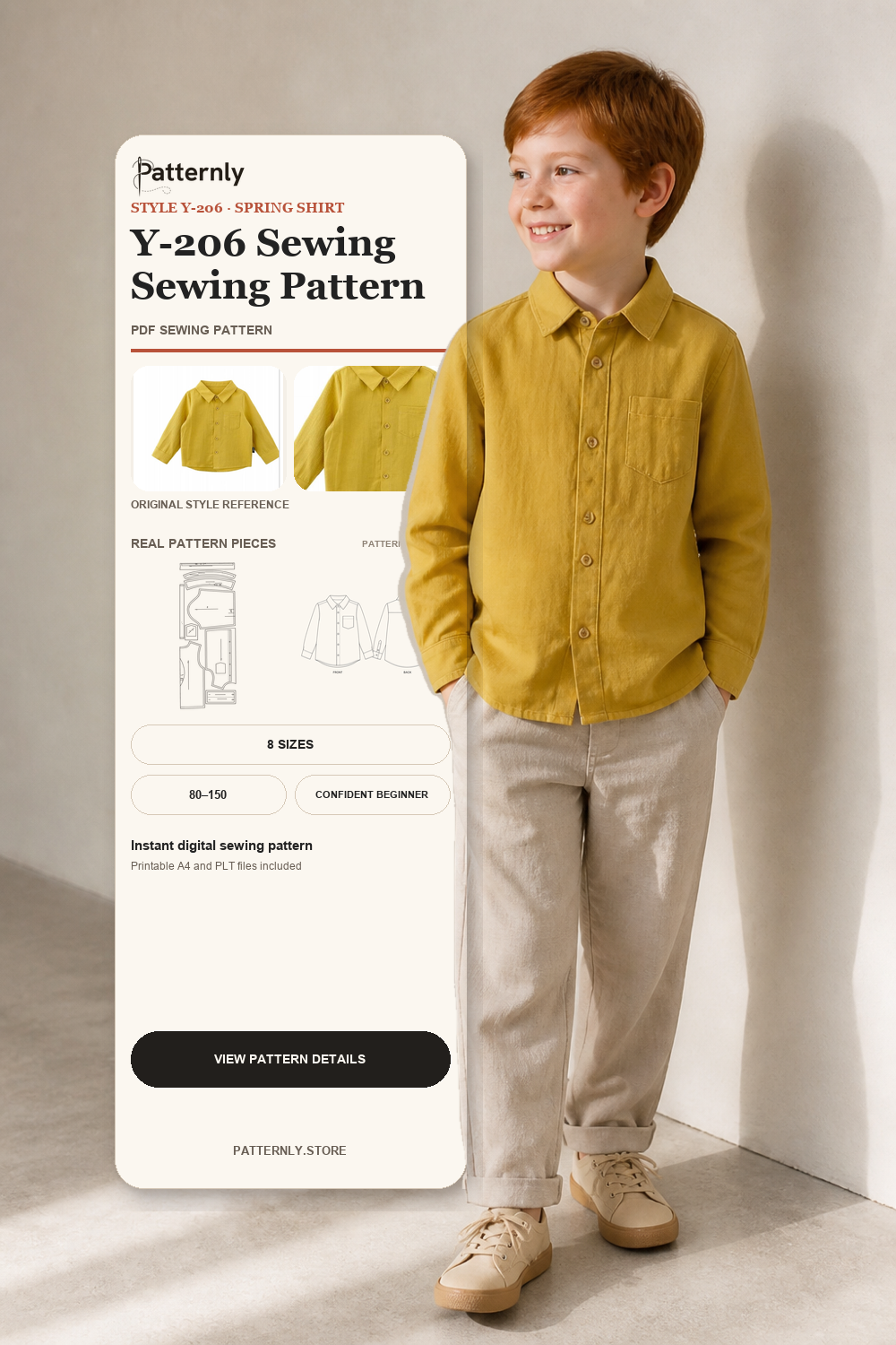 Children's Shirt Sewing Pattern Y-206 cover