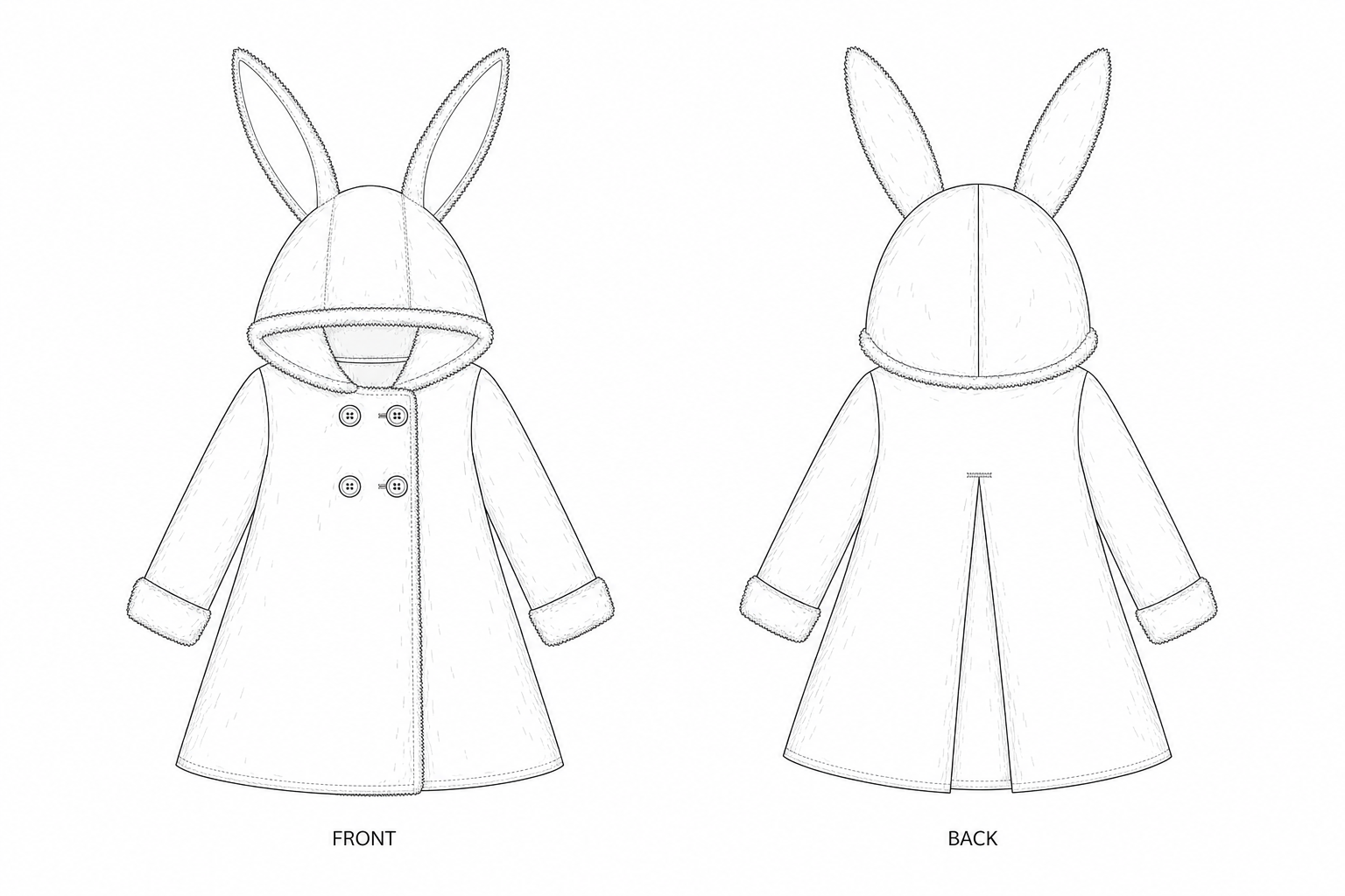 Y-402 Dress Sewing Pattern front and back technical drawing