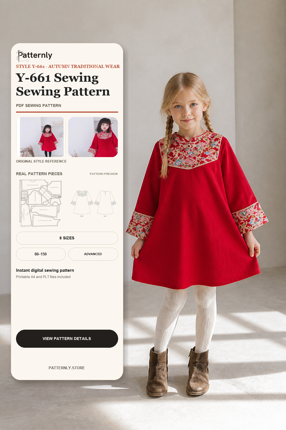 Girls' Traditional Wear Sewing Pattern Y-661 cover
