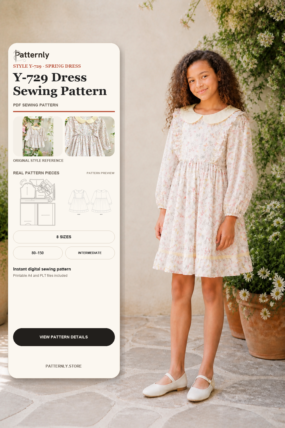 Girls' Dress Sewing Pattern Y-729 cover