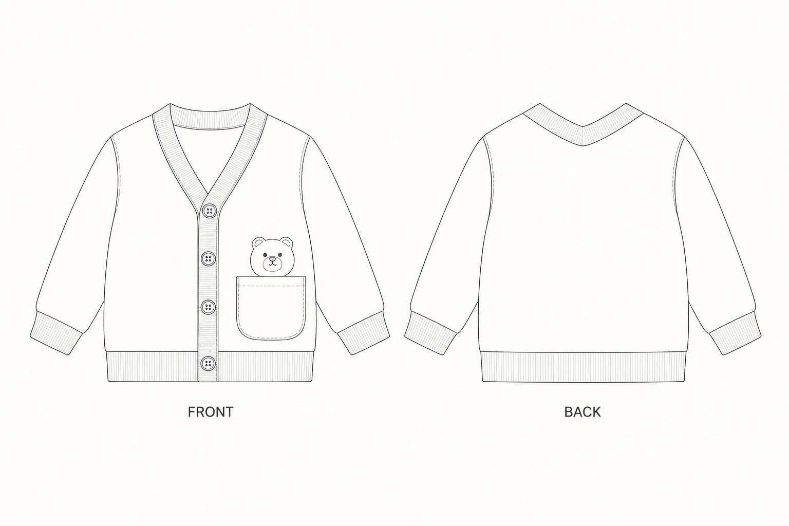 Y-886 Top Sewing Pattern front and back technical drawing