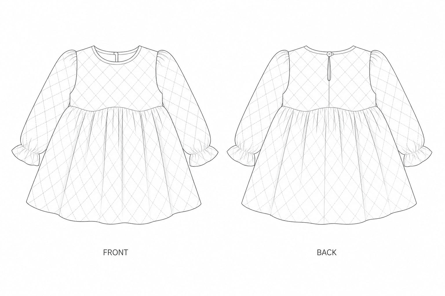 Y-911 Top Sewing Pattern front and back technical drawing