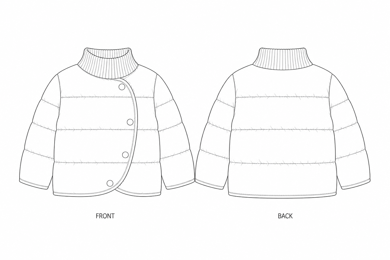 Y-918 Coat Sewing Pattern front and back technical drawing