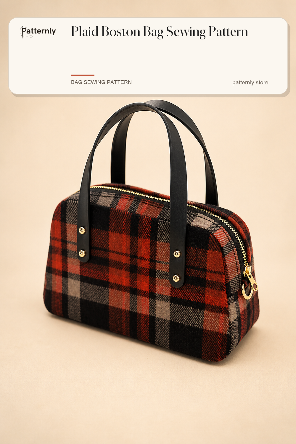 Plaid Boston Bag Sewing Pattern cover