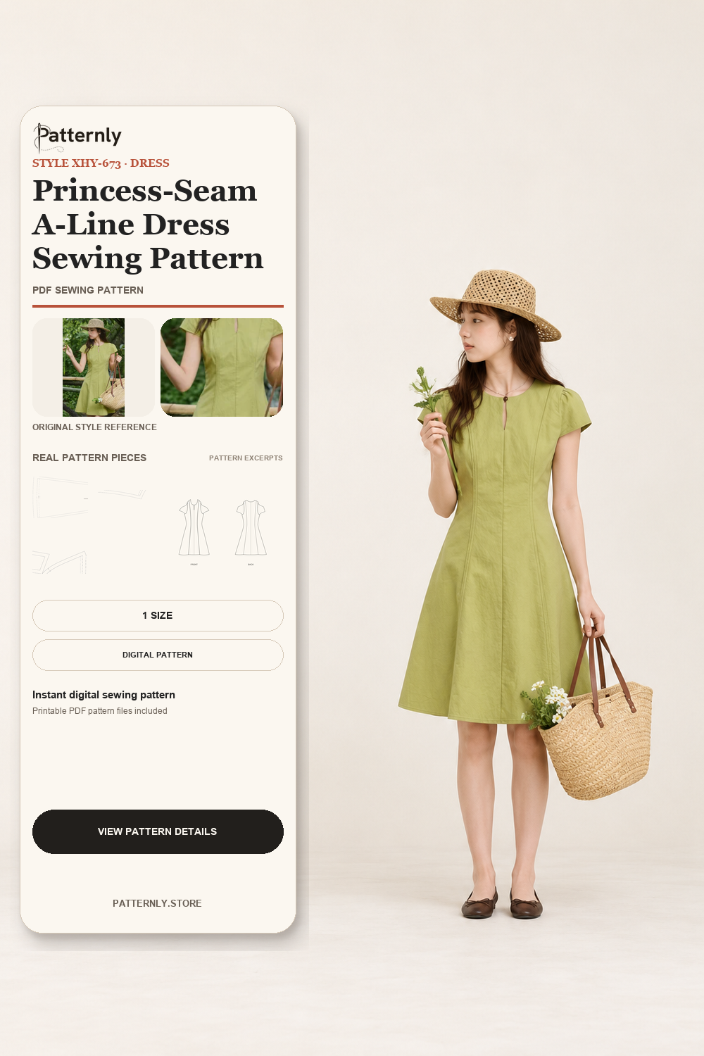 Princess-Seam A-Line Dress Sewing Pattern cover