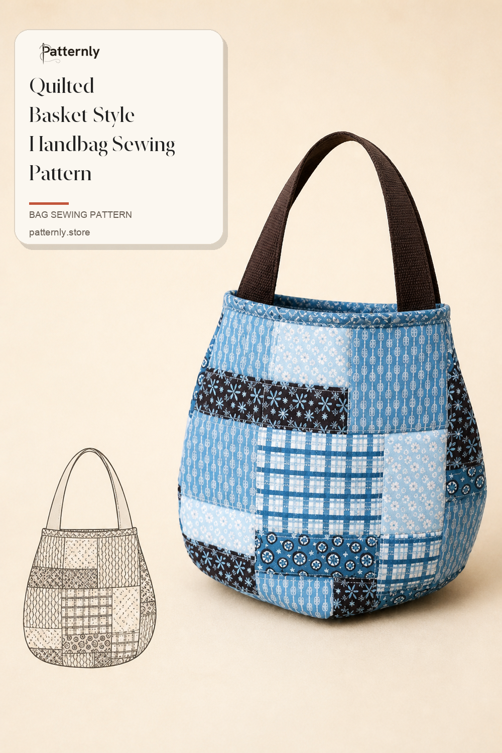 Quilted Basket-Style Handbag Sewing Pattern cover
