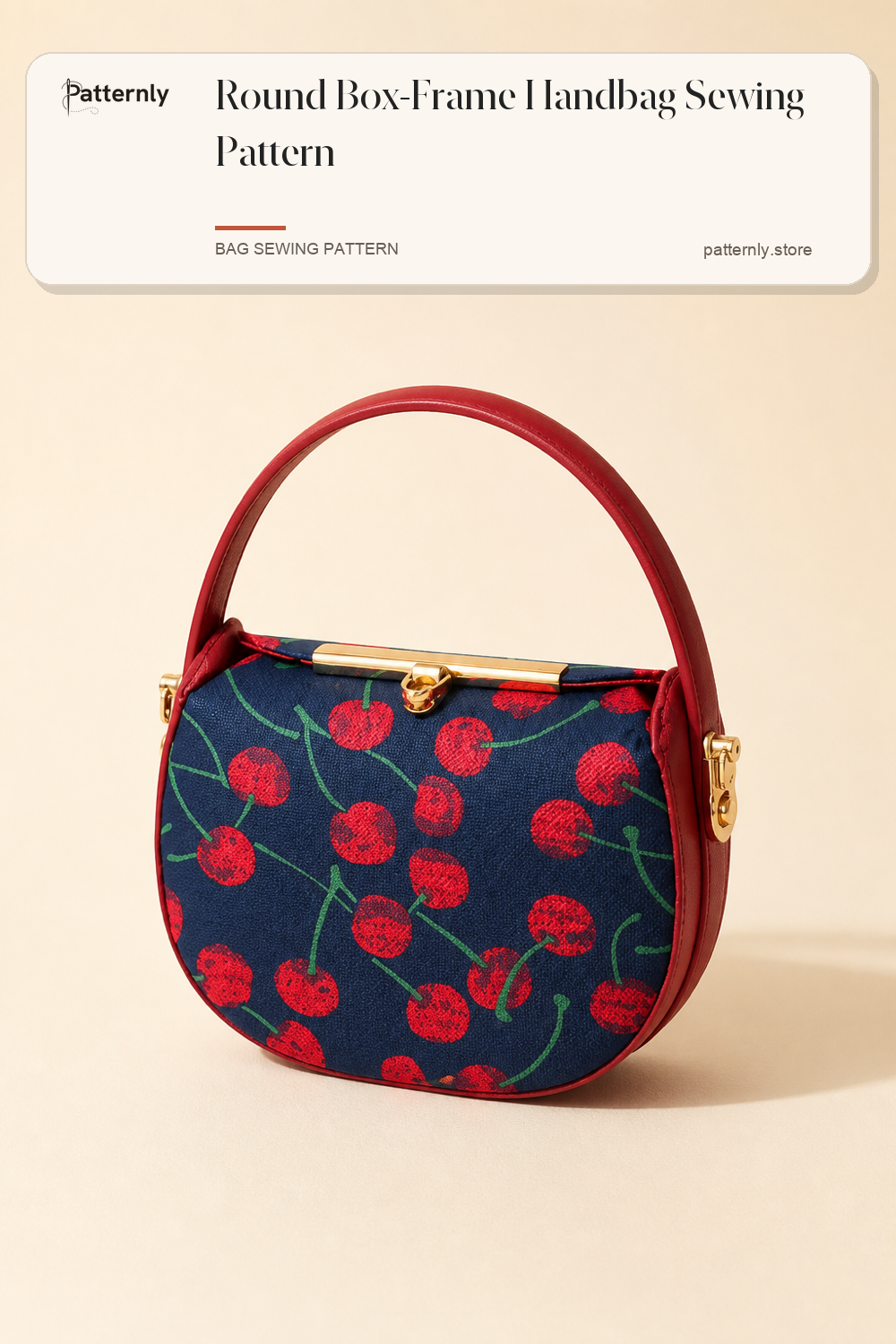 Round Box-Frame Handbag Sewing Pattern cover