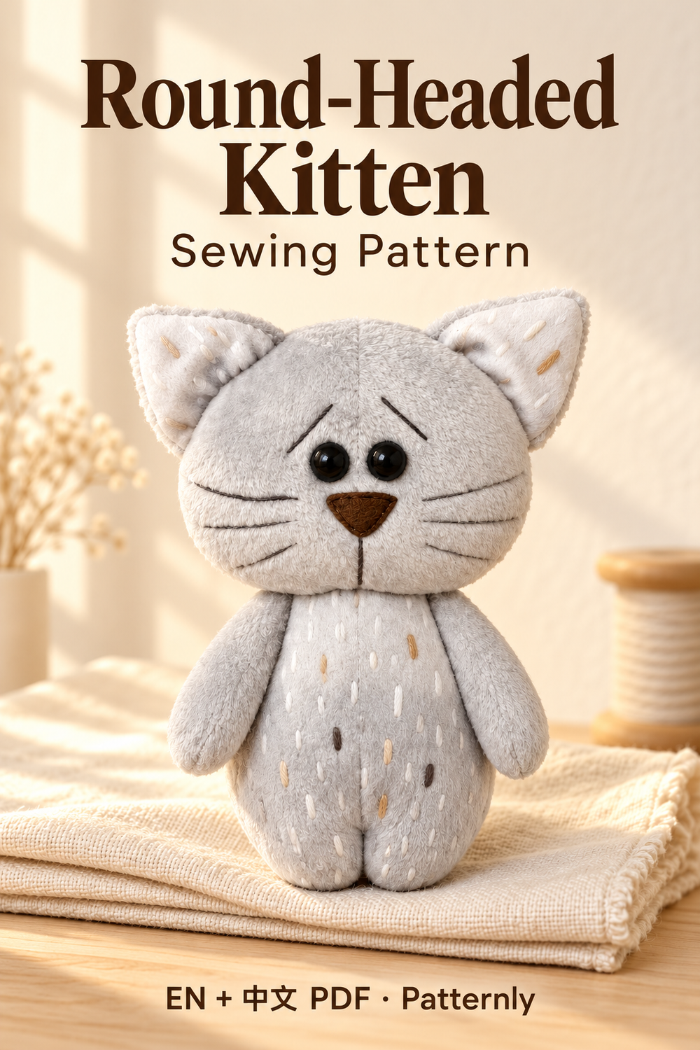 Round-Headed Kitten Sewing Pattern cover