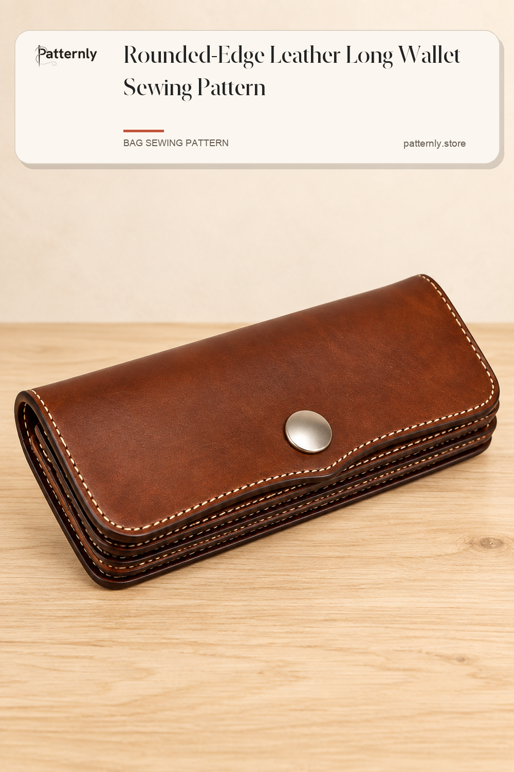Rounded-Edge Leather Long Wallet Sewing Pattern cover