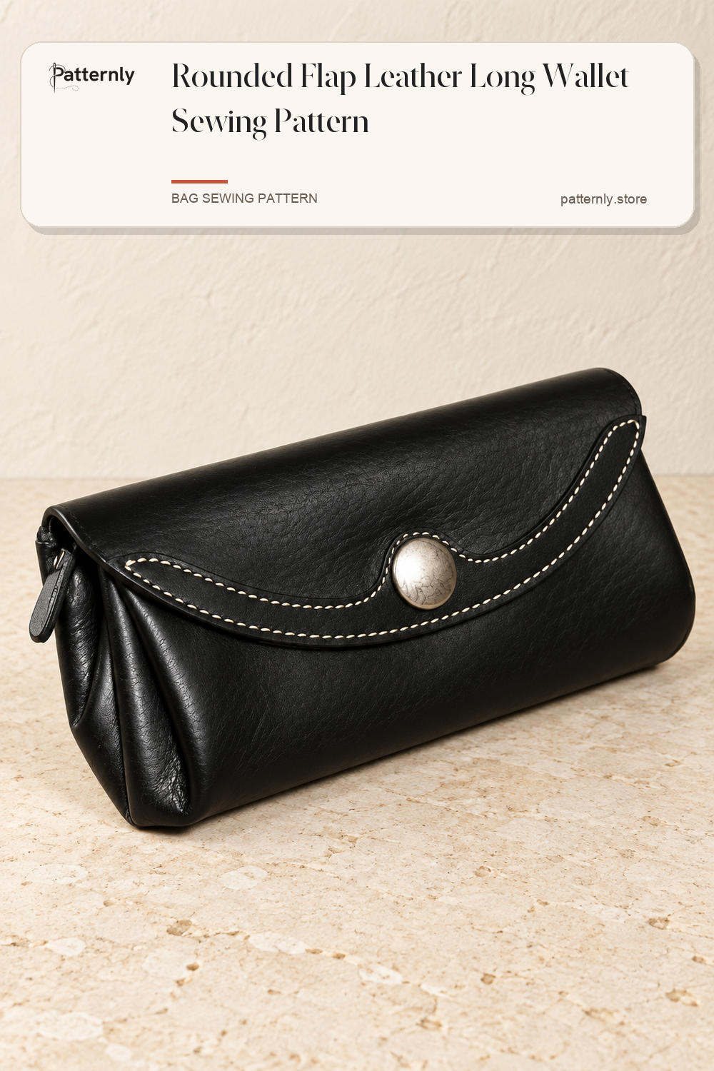 Rounded Flap Leather Long Wallet Sewing Pattern cover