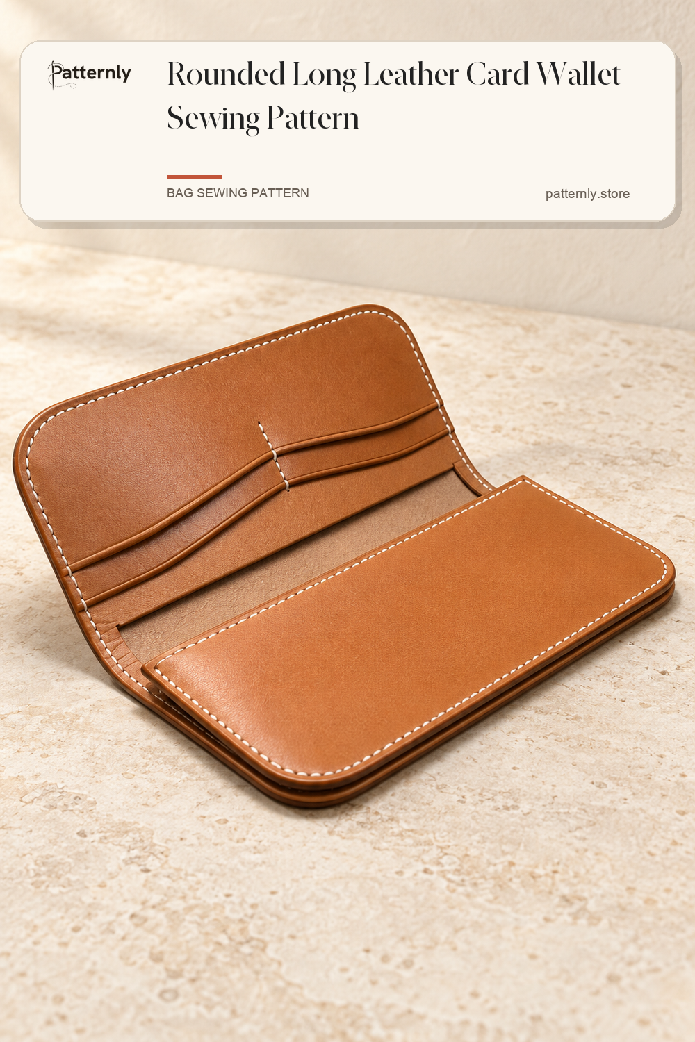 Rounded Long Leather Card Wallet Sewing Pattern cover