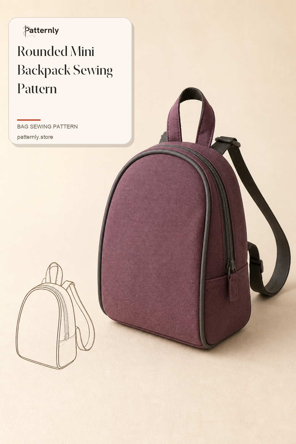 Rounded Mini Backpack Sewing Pattern cover