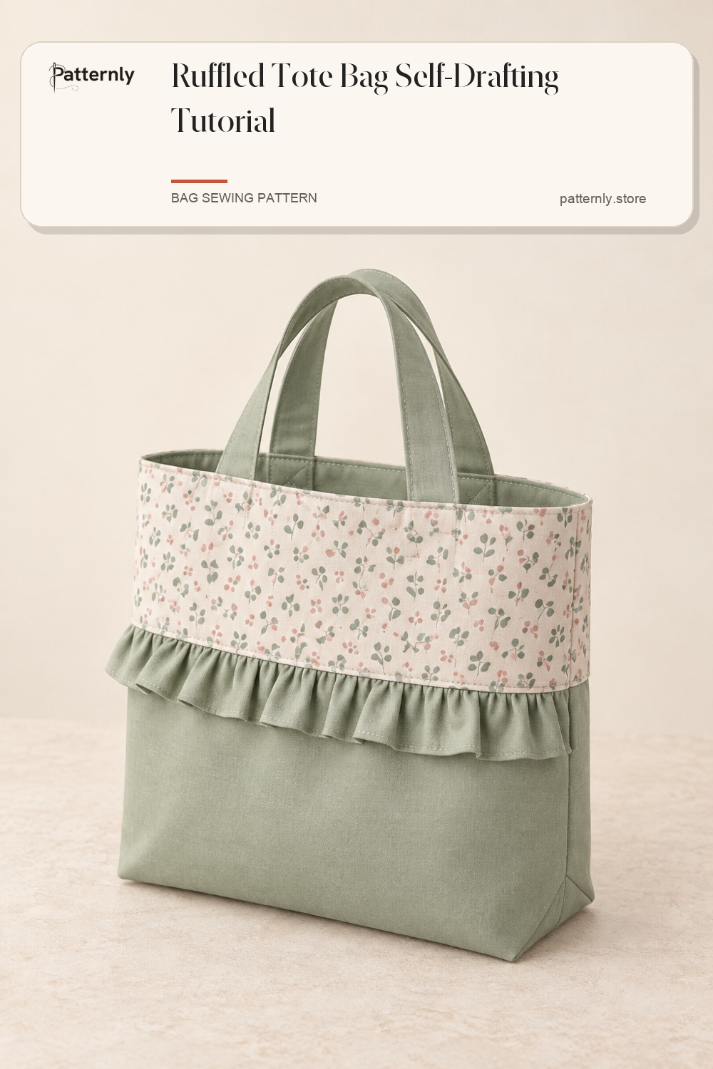 Ruffled Tote Bag Self-Drafting Tutorial — finished bag sewing pattern preview