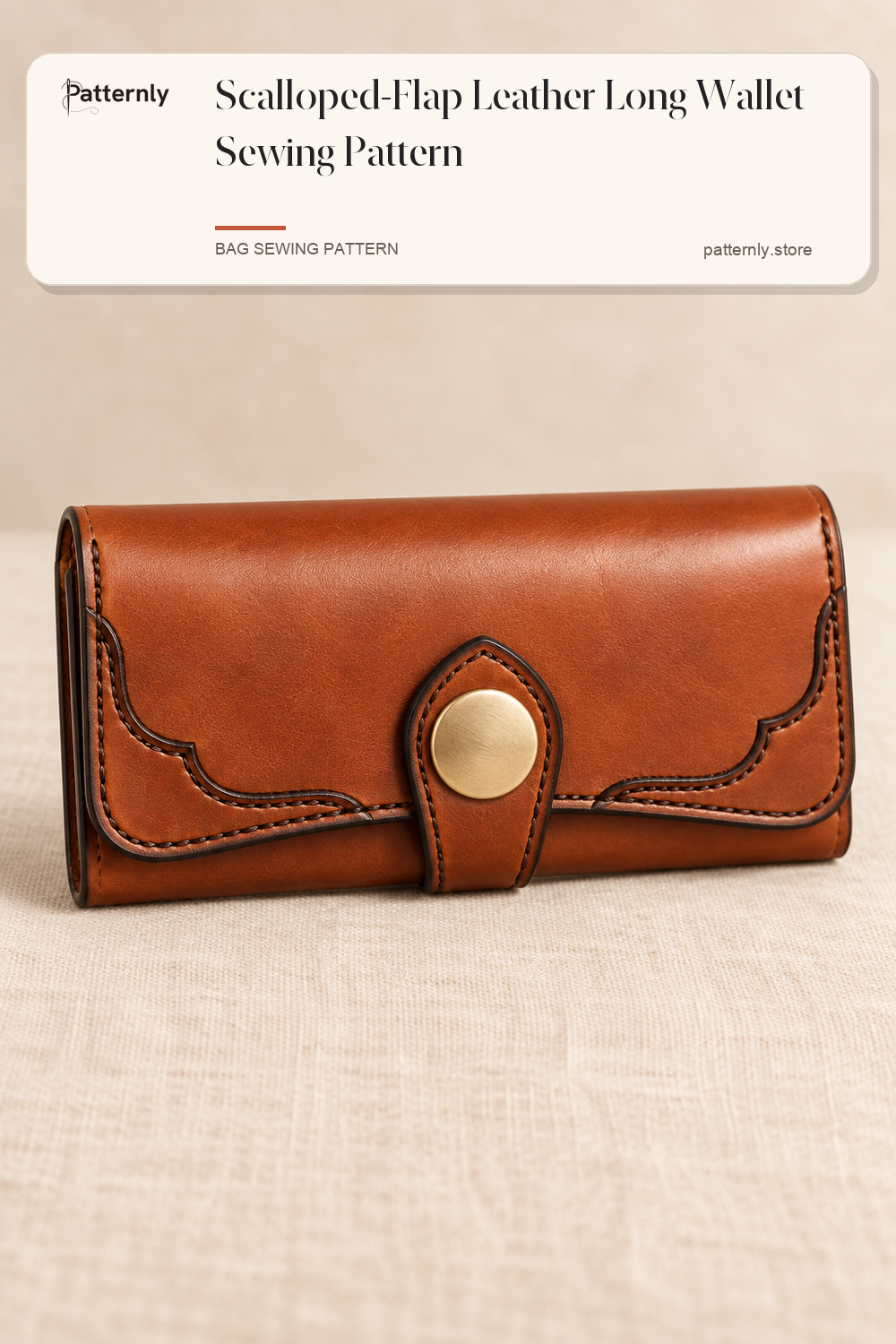 Scalloped-Flap Leather Long Wallet Sewing Pattern cover