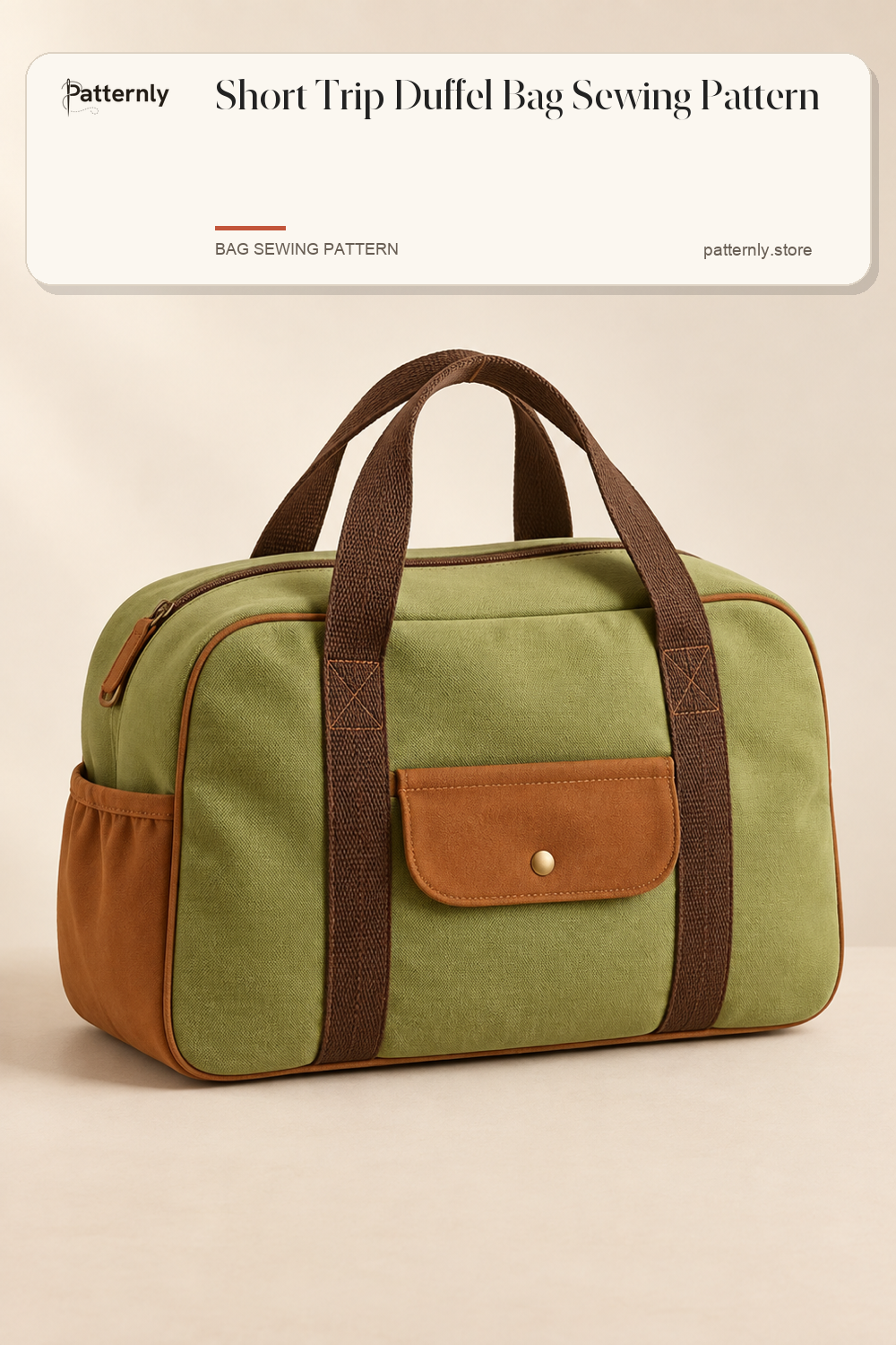 Short Trip Duffel Bag Sewing Pattern — finished bag sewing pattern preview