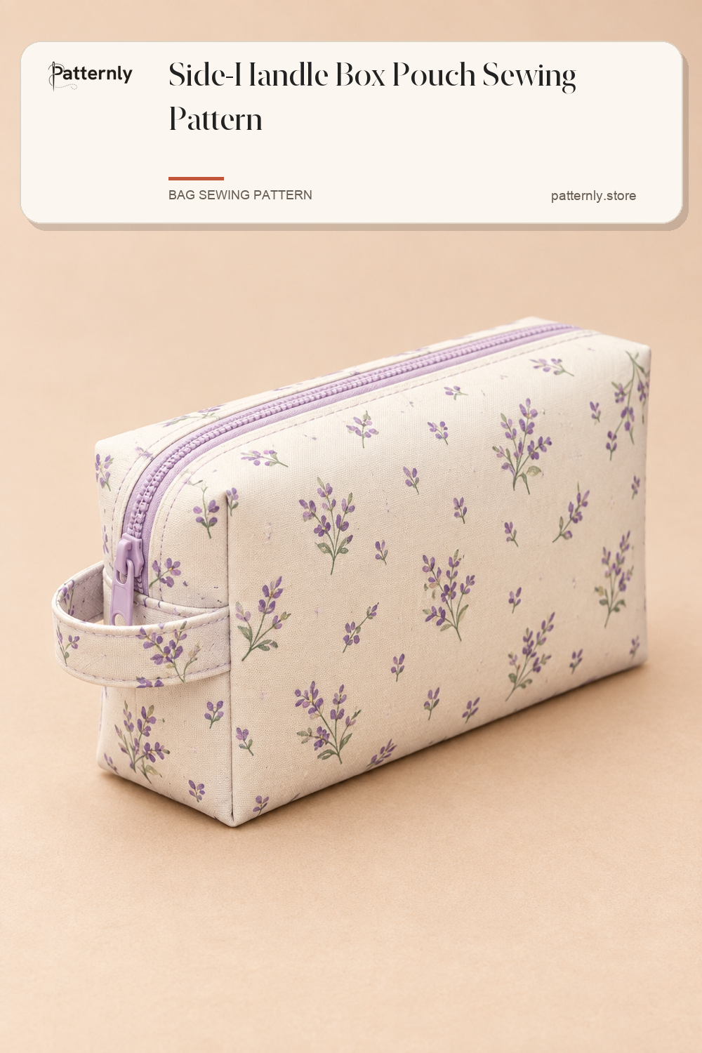 Side-Handle Box Pouch Sewing Pattern — finished bag sewing pattern preview