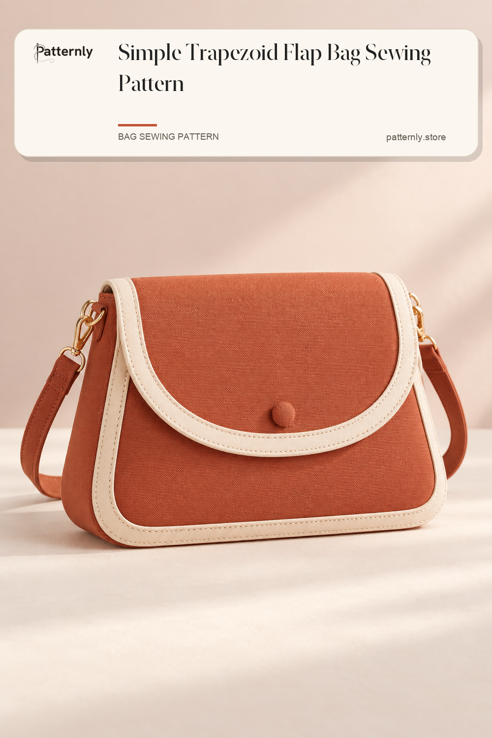 Simple Trapezoid Flap Bag Sewing Pattern — finished bag sewing pattern preview