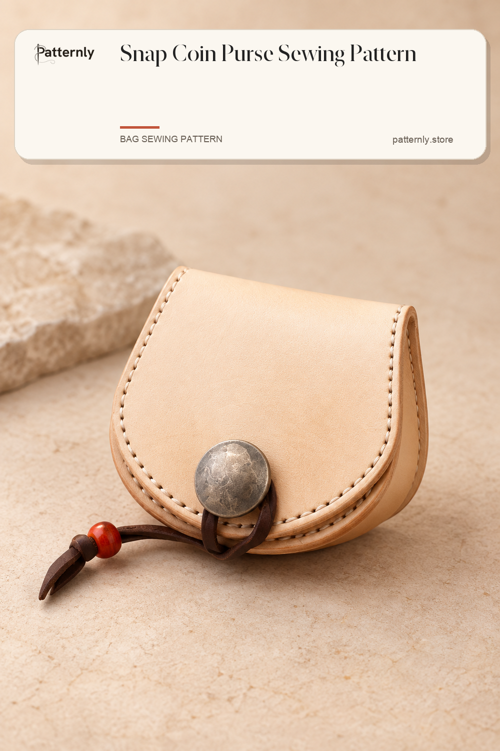 Snap Coin Purse Sewing Pattern — finished leather accessory sewing pattern preview
